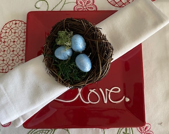 Bird Nest Napkin Ring-Pastel Eggs-Easter