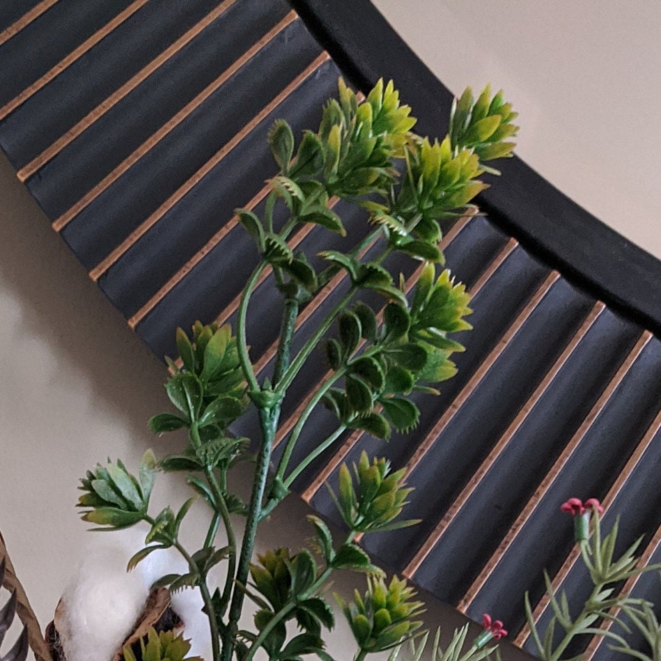 Vintage Glass Vase Cotton Stemsvase Boxwood Hops Fern Etsy