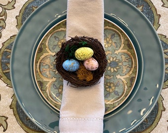 Bird Nest Napkin Ring-Various Pastel Eggs