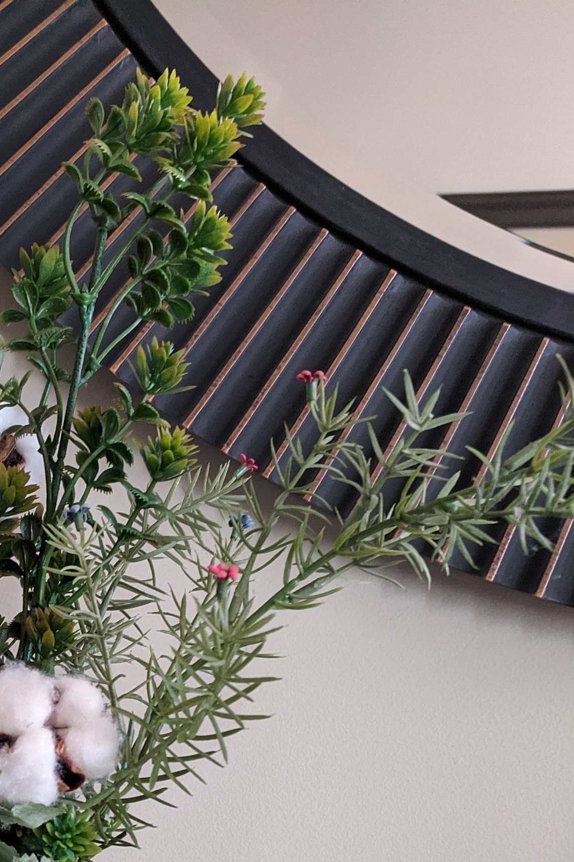 Vintage Glass Vase Cotton Stemsvase Boxwood Hops Fern Etsy