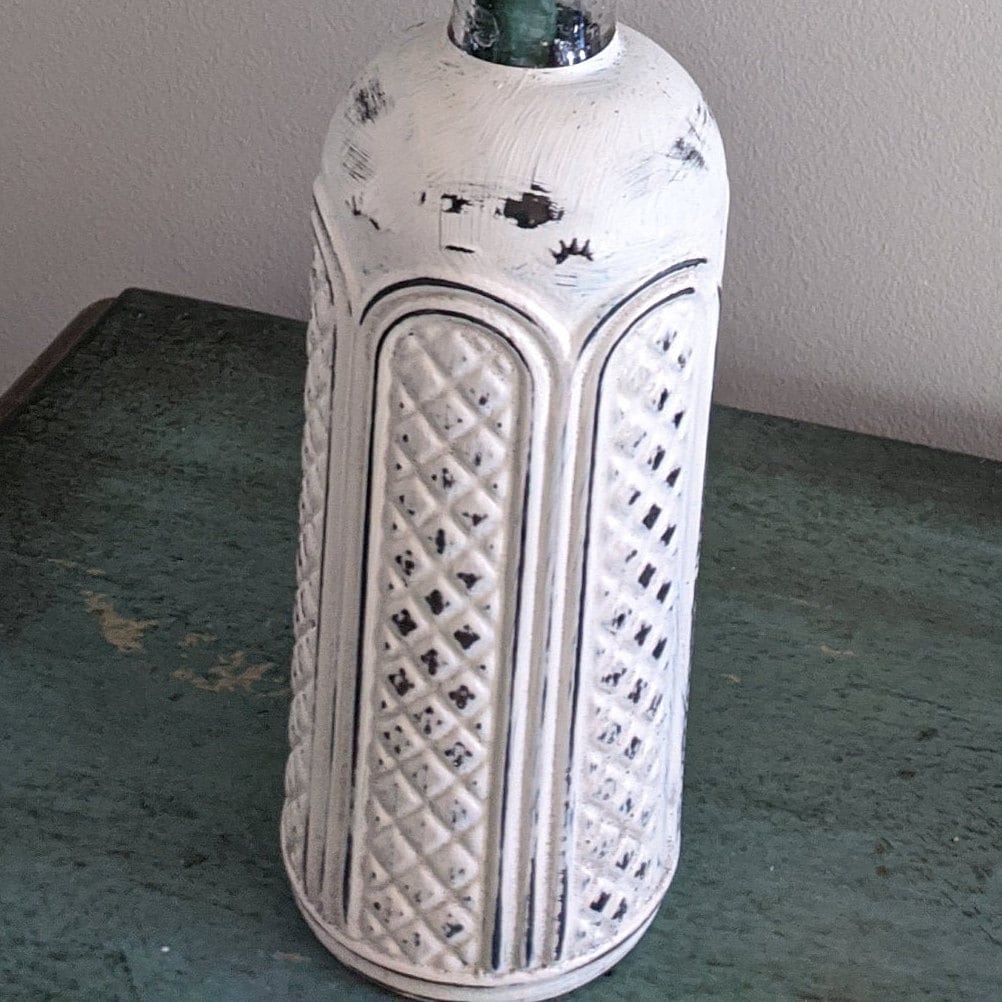 Vintage Glass Painted Vase Cotton Stemsdistressed Vase Etsy