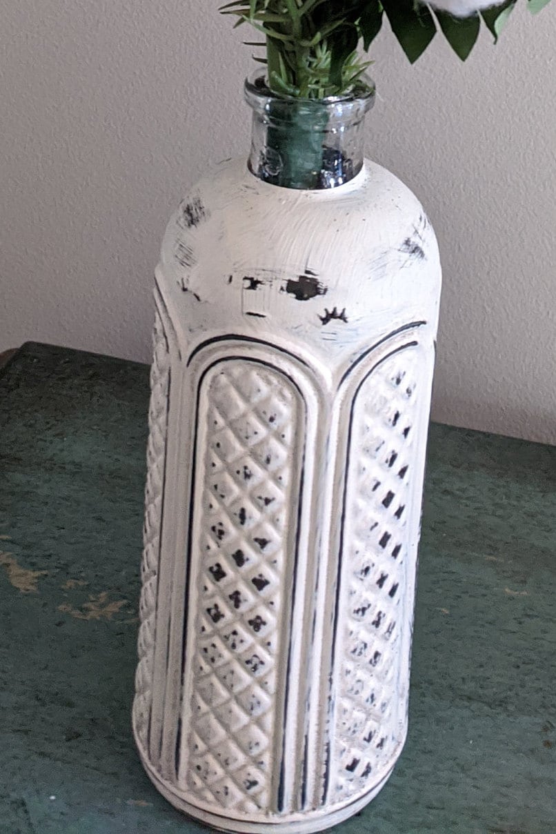 Vintage Glass Painted Vase Cotton Stemsdistressed Vase Succulent Fern