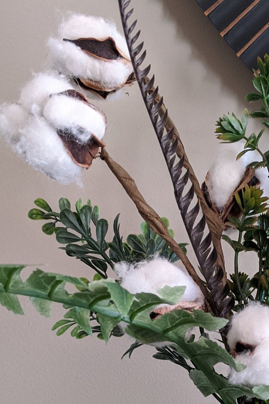 Vintage Glass Vase Cotton Stemsvase Boxwood Hops Fern Etsy