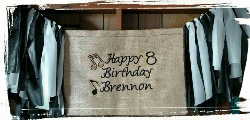 Rag Tie Music Birthday Banner Sweet 16 Party Banner Boy Birthday