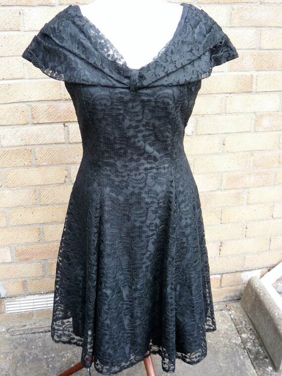 black lace off the shoulder cocktail dress