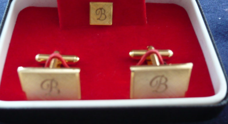 1960/'s Initial B Cufflinks And Tie PinTie Tack Set