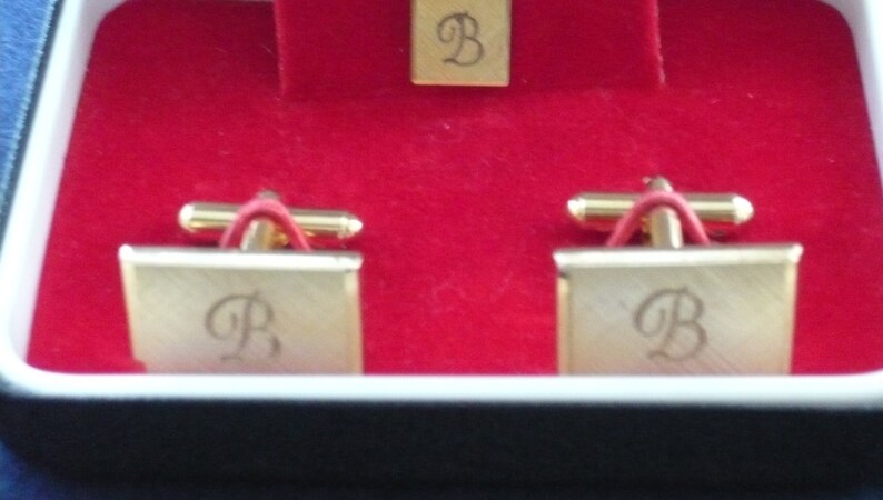 1960/'s Initial B Cufflinks And Tie PinTie Tack Set