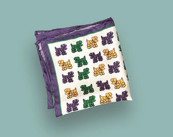 Silk Mardi Gras Bead Dog Pocket Square | Hand-rolled hems | NOLA Luxury Gift for Him