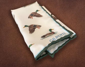 Silk Mallard Duck Pocket Square | Hand-Illustrated Silk Pocket Square for Men | Elegant and Unique Gift for Men