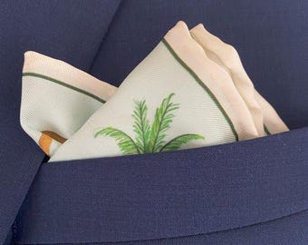 Luxury Silk Palm Tree Pocket Square | Handmade Gift for Him