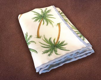 Men's Silk Palm Tree Pocket Square | Handmade Luxury Gift for Him