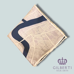 Pañuelo de bolsillo de seda con el mapa de Nueva Orleans / Edición limitada, regalo hecho a mano para él
