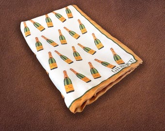 Luxury Silk Champagne Pocket Square | Celebration Pocket Square | Men's Champagne Themed Accessory | Handmade Gift for Champagne Lovers