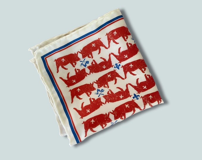 Silk Red Hog Pocket Square | Handmade Luxury Gift for Men
