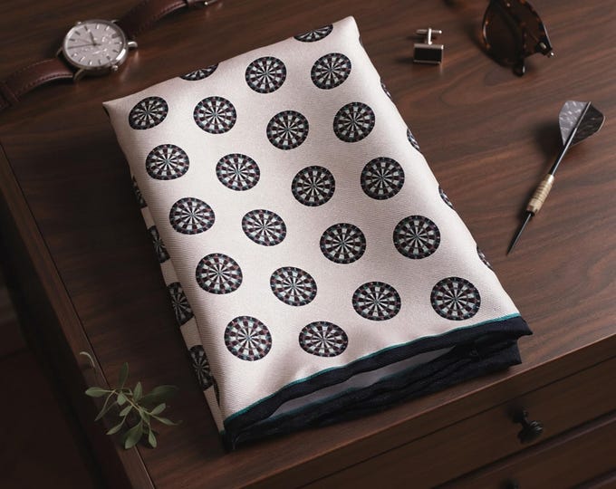 Dartboard Silk Pocket Square: Handmade Darts Lover Gift