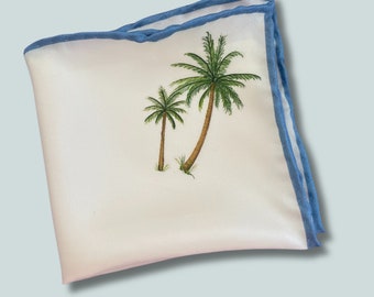 Silk Palm Tree Pocket Square | Handmade Luxury Gift for Men