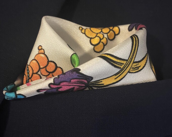 Silk Mardi Gras Bead Dog Pocket Square Handmade Luxury