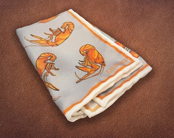 Silk Crawfish Pocket Square |Second line handkerchief | | Handmade Luxury Gift for Him