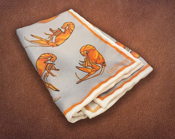 Silk Crawfish Pocket Square: Southern Culinary Gift