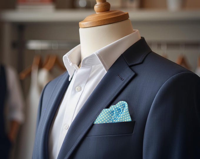 Blue & White Silk Pocket Square - Minimalist USA Made