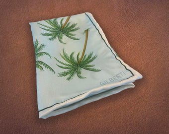 Luxury Silk Palm Tree Pocket Square | Handmade Gift for Him