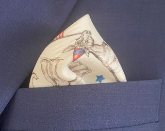 Illustrated Silk Pocket Square | American Political Parties Design | Handmade Gift for Him