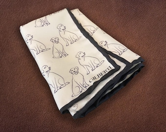 Men's Silk Labrador Retriever Dog Pocket Square | Handmade Luxury Gift for Dog Lover