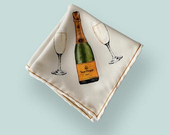 Silk Champagne Pocket Square | Silk Handkerchief | Handmade Luxury Gift for Men