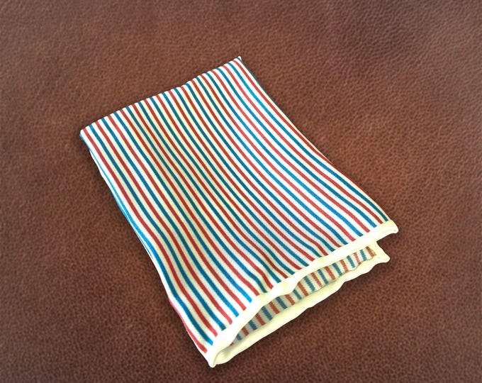 Red White and Blue Striped Silk Pocket Square - Handmade in USA Luxury Gift