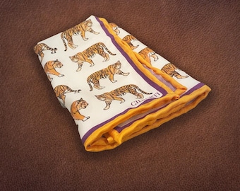 Tiger Silk Pocket Square | Handmade | Silk Handkerchief | Handmade Luxury Gift for Men