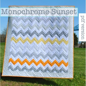 Monochrome Sunset Quilt Pattern - PDF for Instant Download, Quilt Pre-Cut Pattern, PDF Pattern, Jelly Roll Pattern