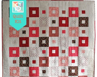 All Squared Up Pre-cut Quilt Kit in American Patch Fabrics - Quilt Kit, Easy Quilt, Craft Project