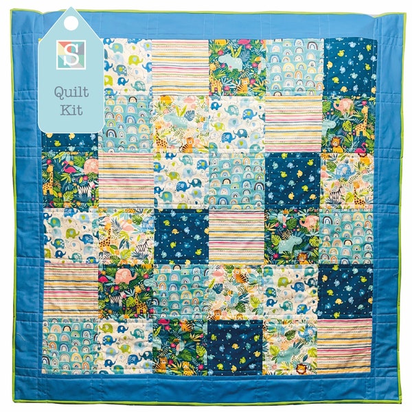 Quick and Easy/Beginner's Quilt Kit in In The Jungle - Easy Quilt, Baby Quilt, Craft Kit