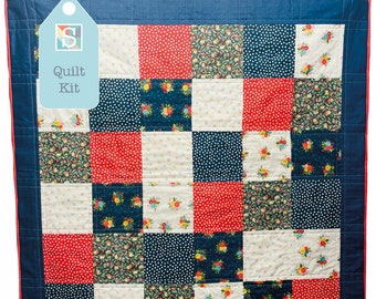 Quick and Easy/Beginner's Quilt Kit in Amelia - Easy Quilt, Baby Quilt, Craft Kit