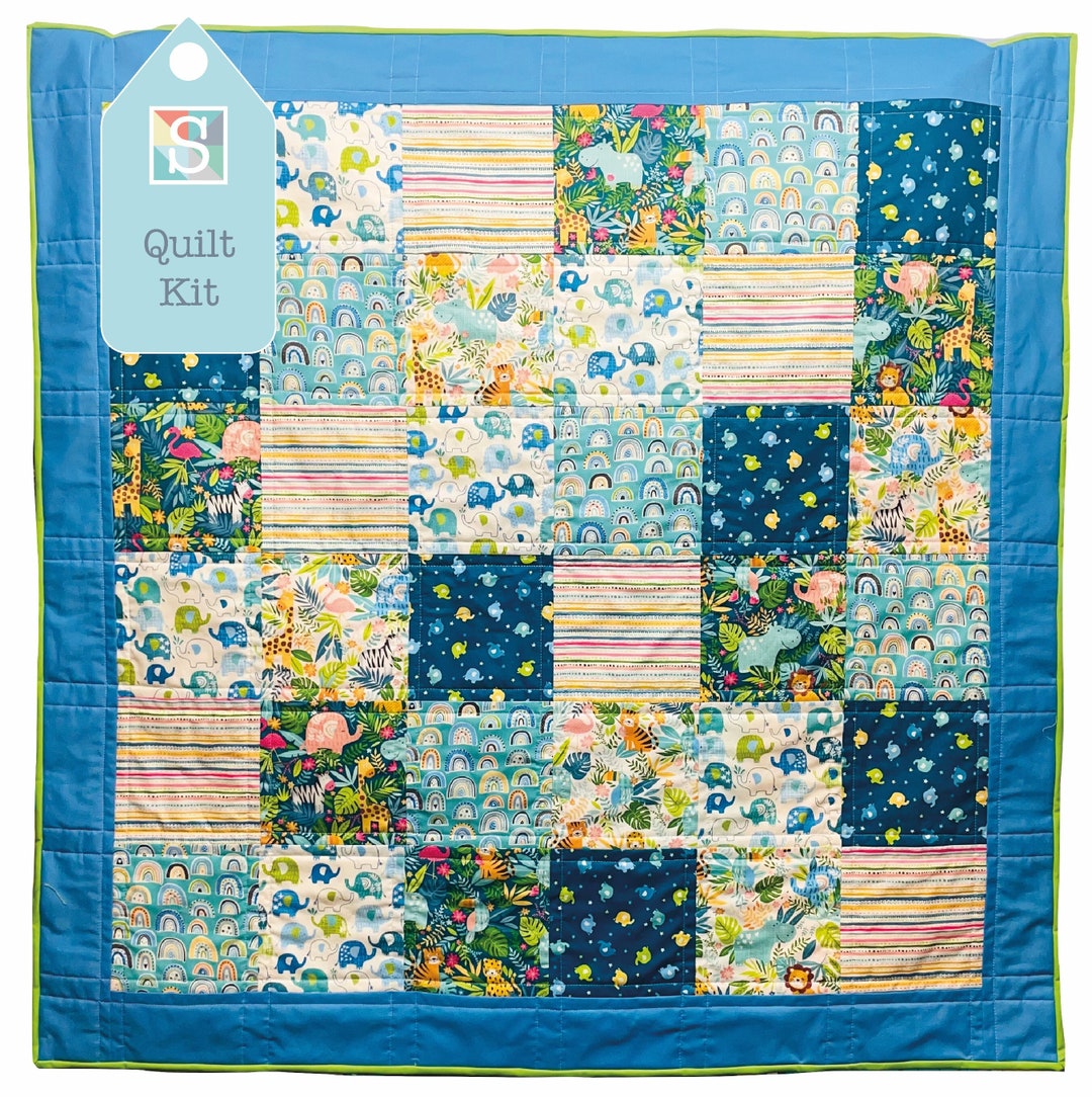 Quick and Easy/beginner's Quilt Kit in in the Jungle Easy Quilt, Baby