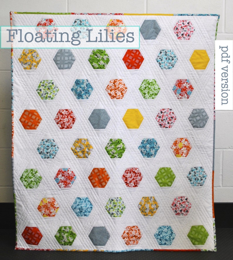 Floating Lilies Quilt Pattern PDF for Instant Download Level: Advanced image 1