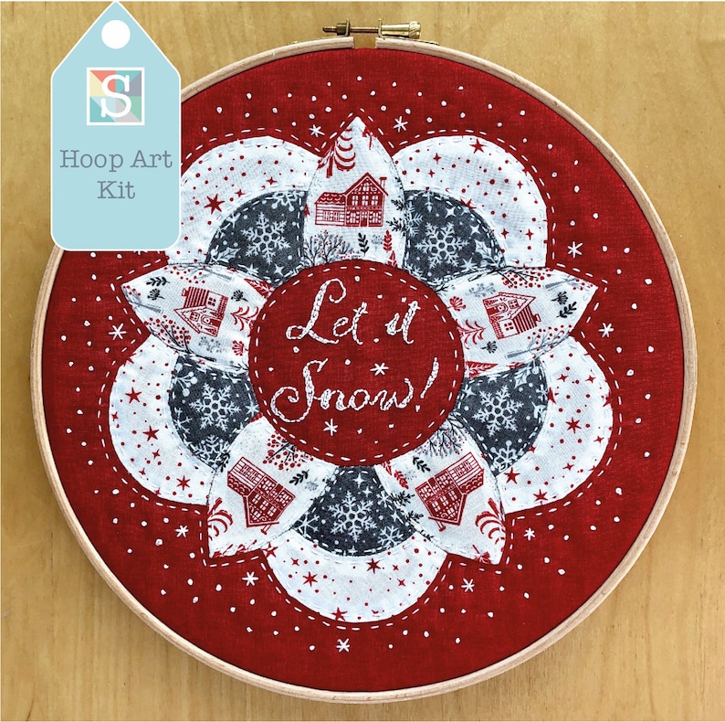 Hand Sewing Project Christmas Garland Hoop Art Kit English Paper-Piecing