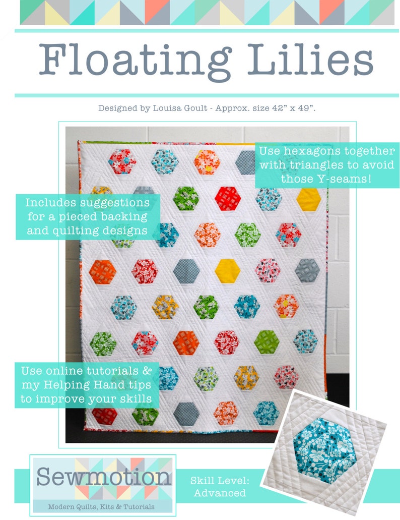 Floating Lilies Quilt Pattern PDF for Instant Download Level: Advanced image 2