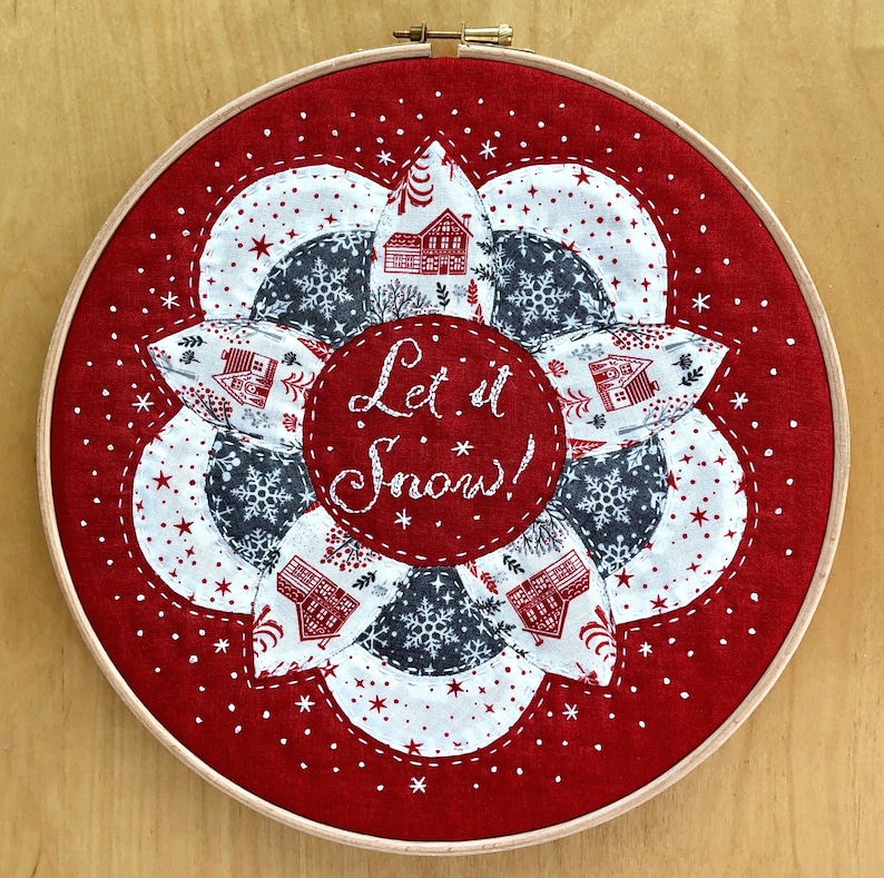 Hand Sewing Project Christmas Garland Hoop Art Kit English Paper-Piecing