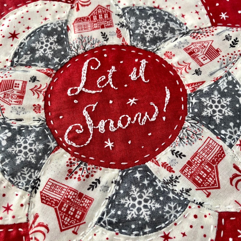 Hand Sewing Project Christmas Garland Hoop Art Kit English Paper-Piecing