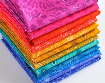 Sun Prints Fat Quarter Bundle from Alison Glass for Andover Fabrics - Quilting Fabric, Quilting Pre-Cuts, Rainbow Fabric