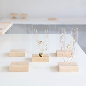 Set of 5 Necklace Displays OUTLET, Transparent Jewelry Holder, Multi Necklace Stand, 3-Tier Necklace Display for Store