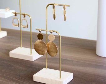 Stud Earrings Holder, Wood and Brass INES, Earring Stand and Jewelry Organizer, Earring Holder Stand