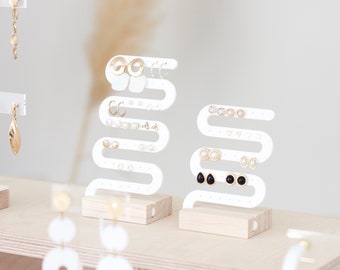 Stud Earring Display RIVER, Wood and Acrylic, Earring Display, Jewelry Display Wood, Piercing Display