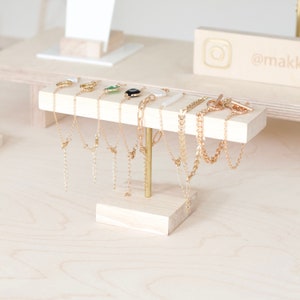 Bracelet Stand LAERKE, Wood and Brass, Jewelry Display for Bracelets, Counter Display for Stores image 3