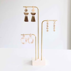 Stud Earrings Holder Wood and Brass CHLOE3, Earring Stand and Jewelry Organizer, Earring Holder Stand