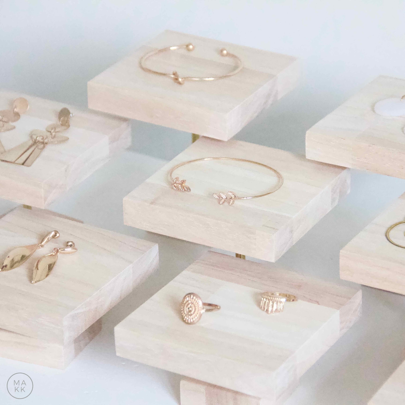 Jewelry Risers Wood and Brass Jewelry Organizer Earring Etsy