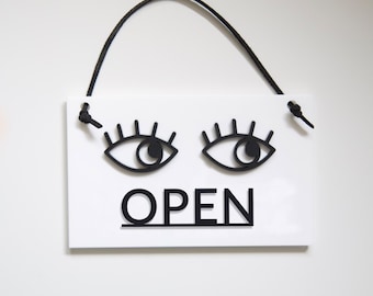 GINO Open/Closed Sign – Acrylic Storefront Sign with Suction Cup, Business Door Sign, Made in France
