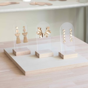 Earring Holder BRIGITTE, Earring display stand, wood and Acrylic, Stud Earring Holder, Jewelry Display, Jewelry stand, Retail stand