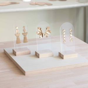 Earring Display, Wood and Acrylic BRIGITTE, Stud Earring Holder, Jewelry Display